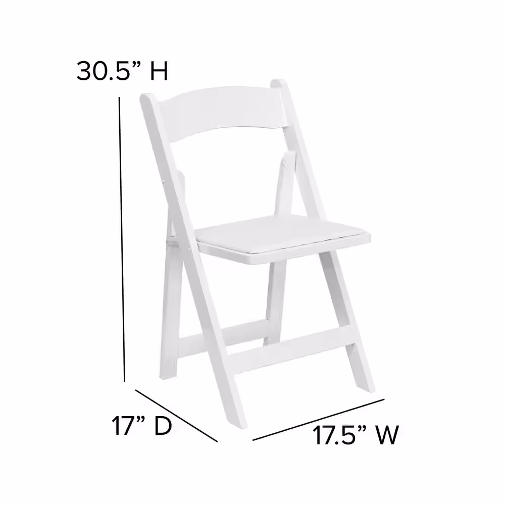 Flash Furniture Hercules Series White Wood Folding Chair with Vinyl Padded Seat