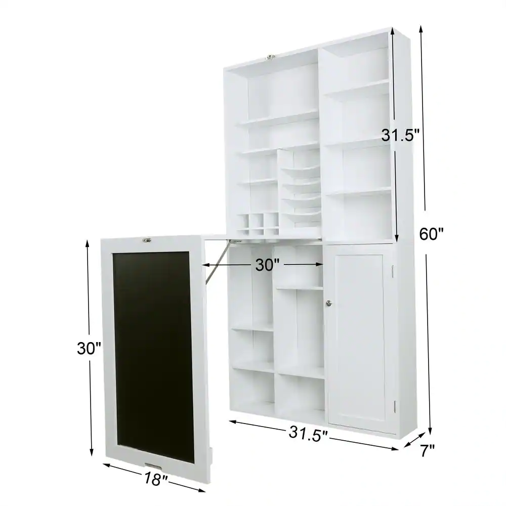 Utopia Alley 31 in. Rectangular White Floating Desk with Built-In Storage