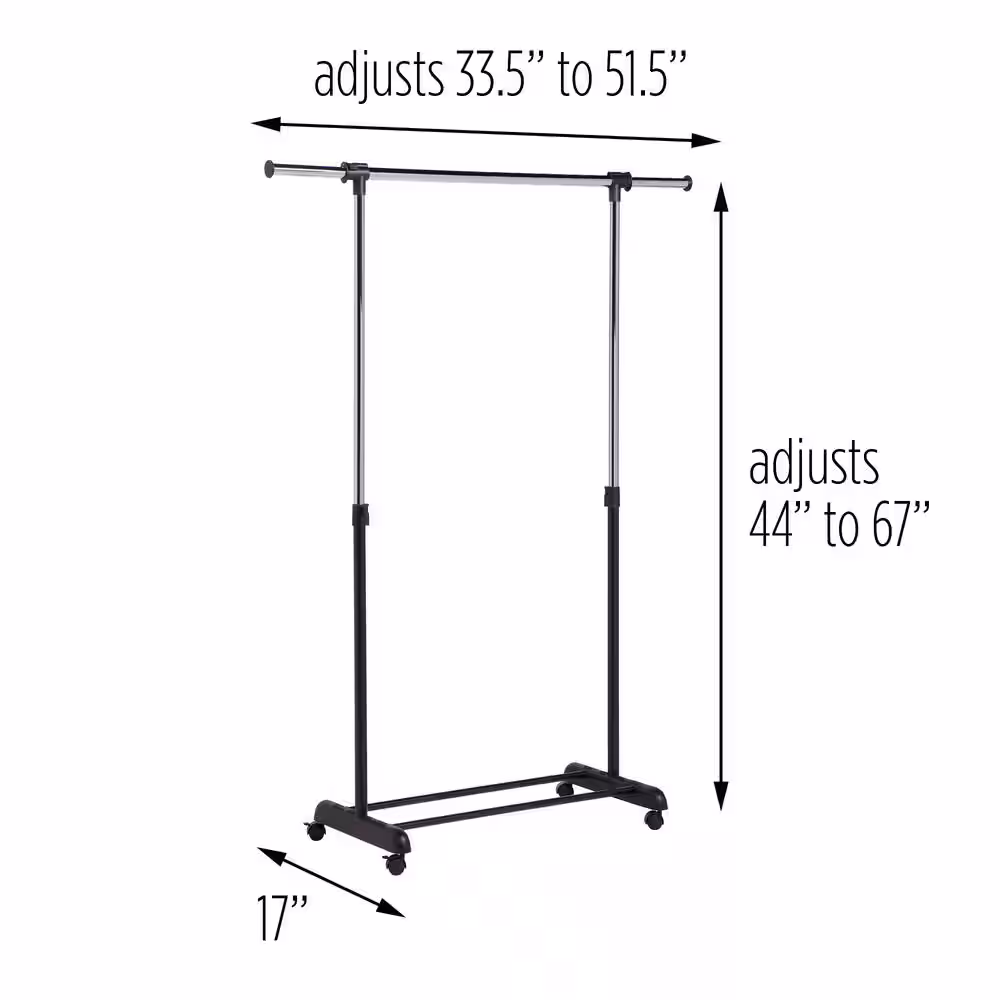 None Black Steel Clothes Rack 50 in. W x 66.75 in. H