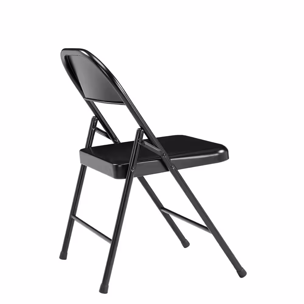 National Public Seating Black Metal Stackable Folding Chair (Set of 4)