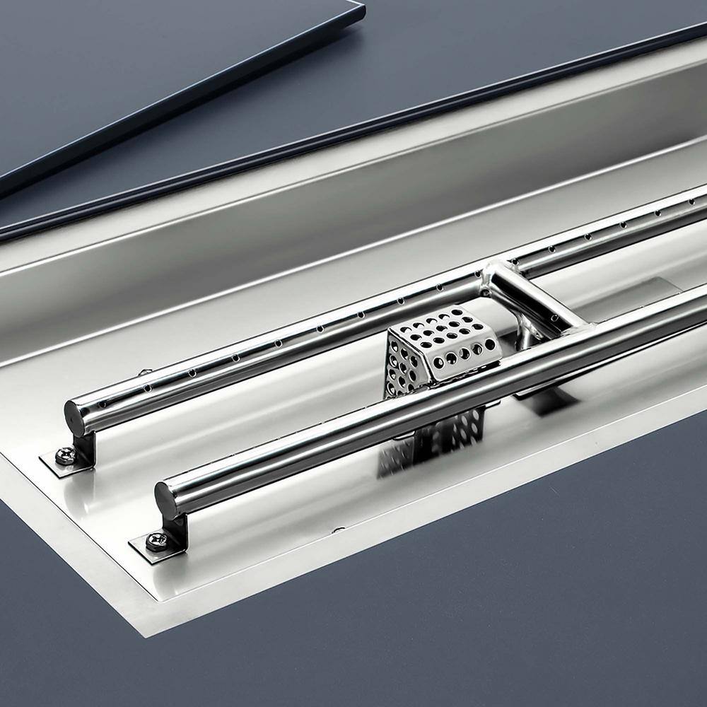 Sireck Gray Rectangle Tempered Glass Aluminum 304 Stainless Steel Fire Pit Table