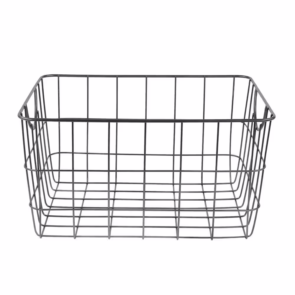 Spectrum 8 in. H x 11.75 in. W Gray Steel 1-Drawer Wide Mesh Wire Basket