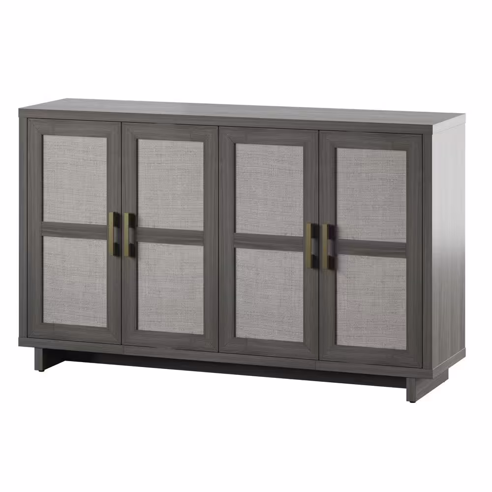 Twin Star Home Crete Oak MDF 59.5 in. Coastal Sideboard with Linen Inspired Accents