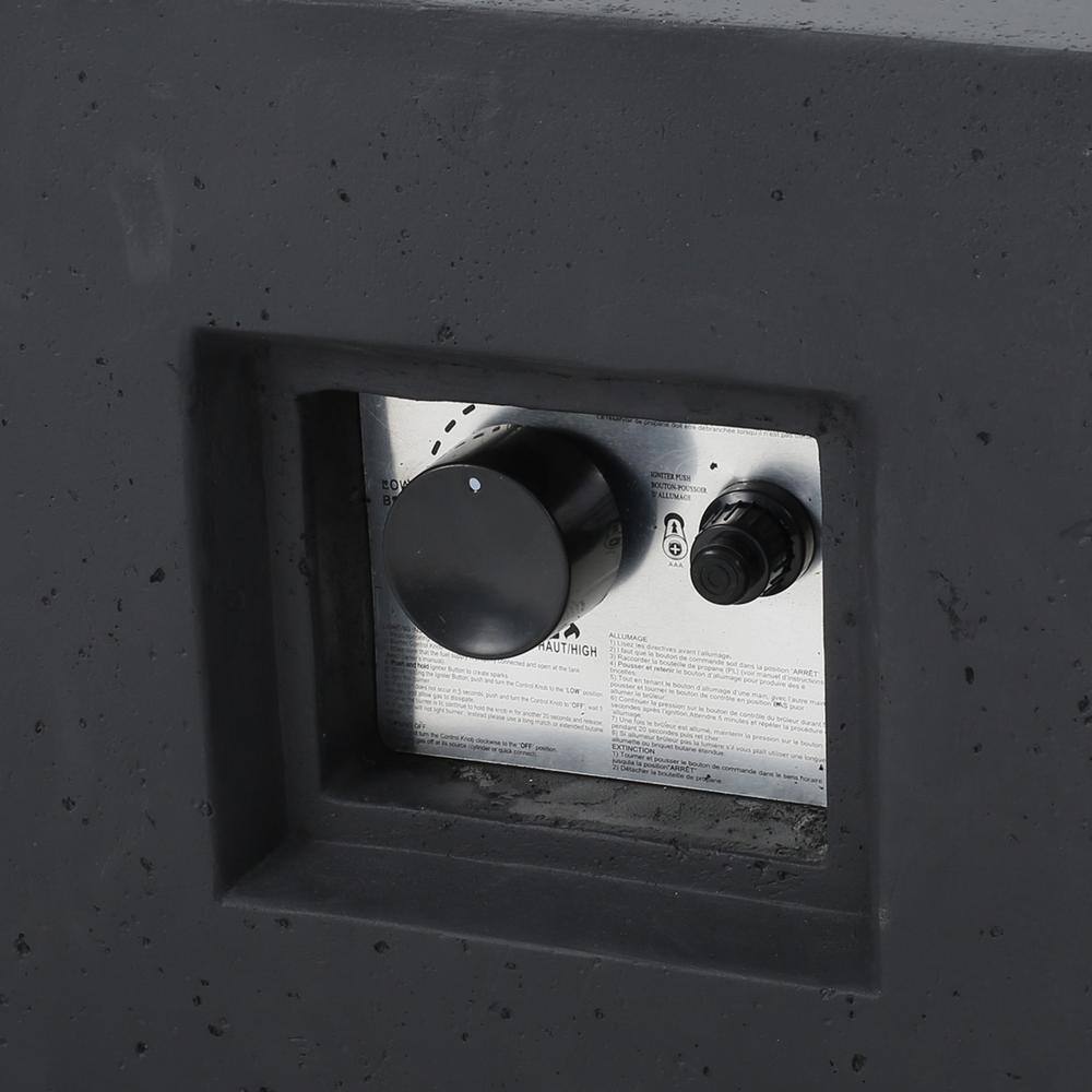 Noble House Mayfair Dark Gray Square Stone Fire Pit (No Tank Holder)