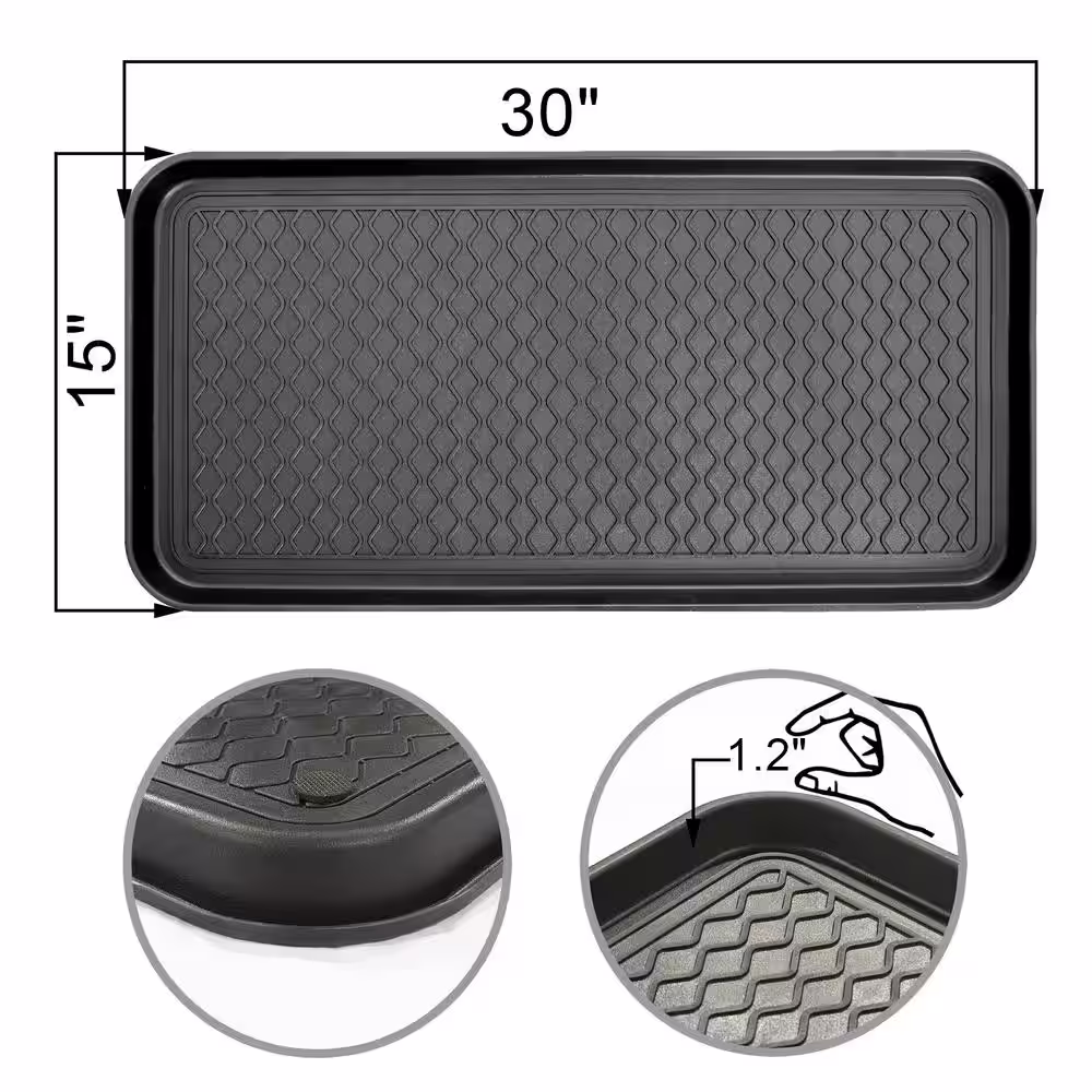 Ottomanson Black 15 in. x 30 in. Polypropylene Utility Boot Tray
