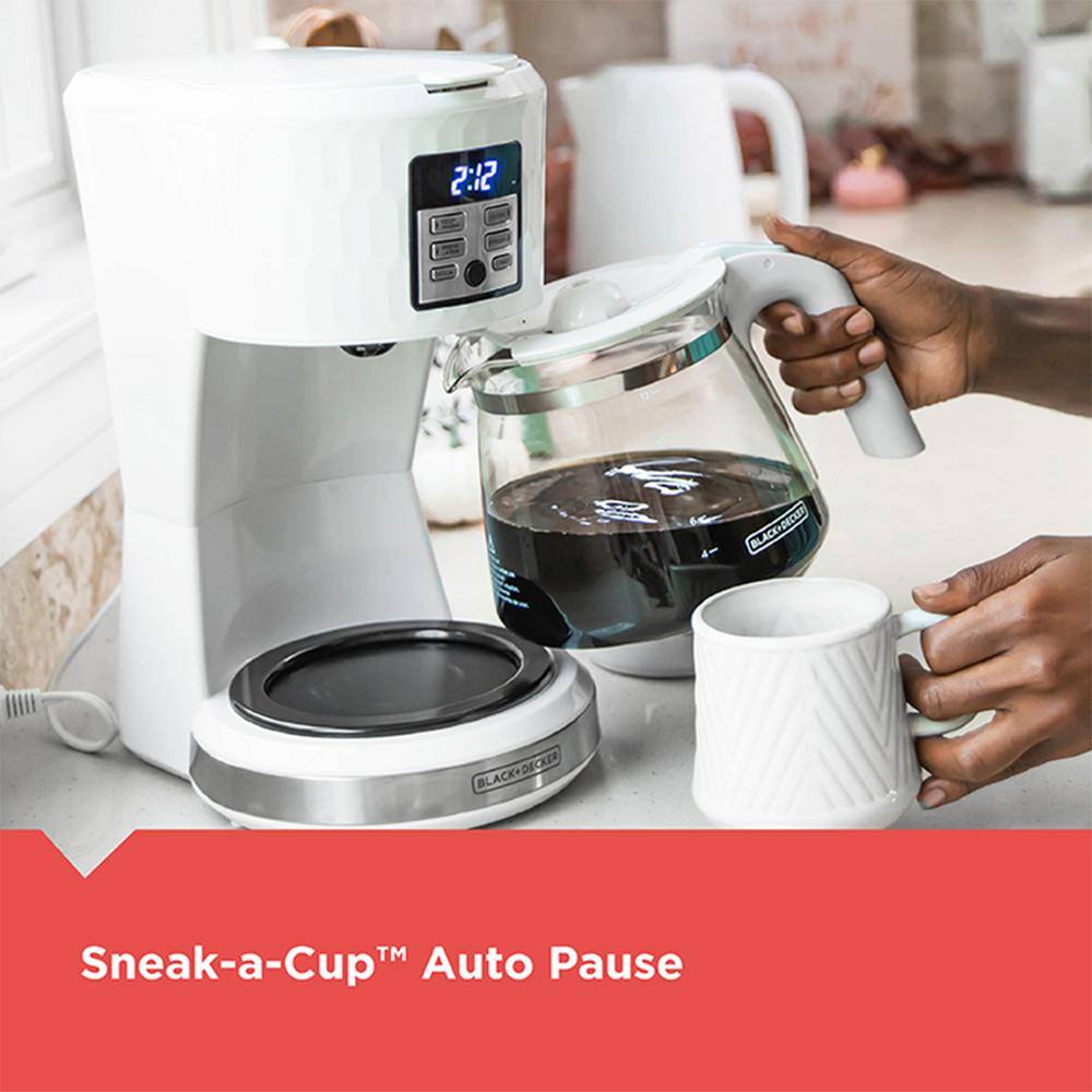 BLACK+DECKER Honeycomb 12-Cup White Coffee Maker