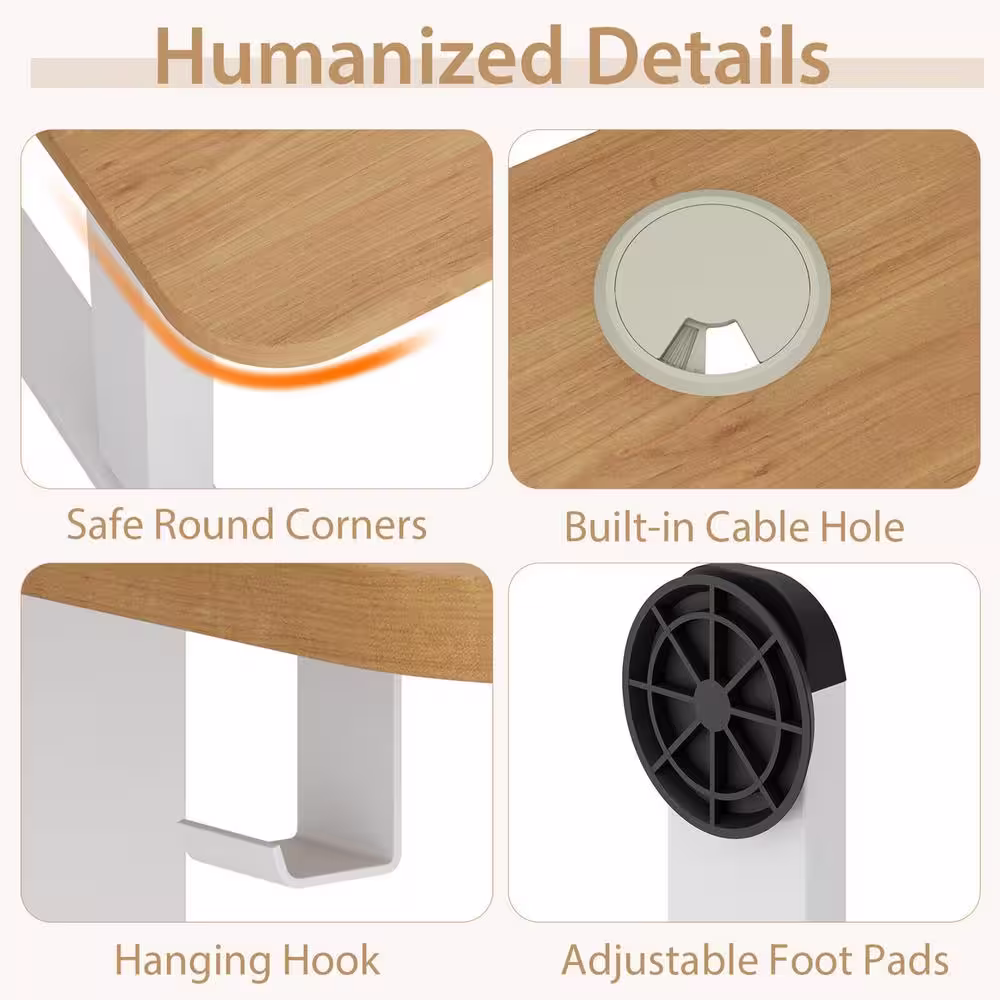 Gymax 55 in. Natural Electric Standing Desk Height Adjustable Home Office Table with Hook