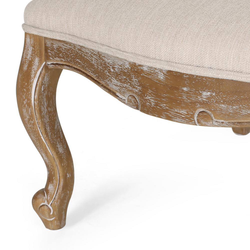 Noble House Joni Beige and Natural Upholstered Dining Armchair (Set of 2)