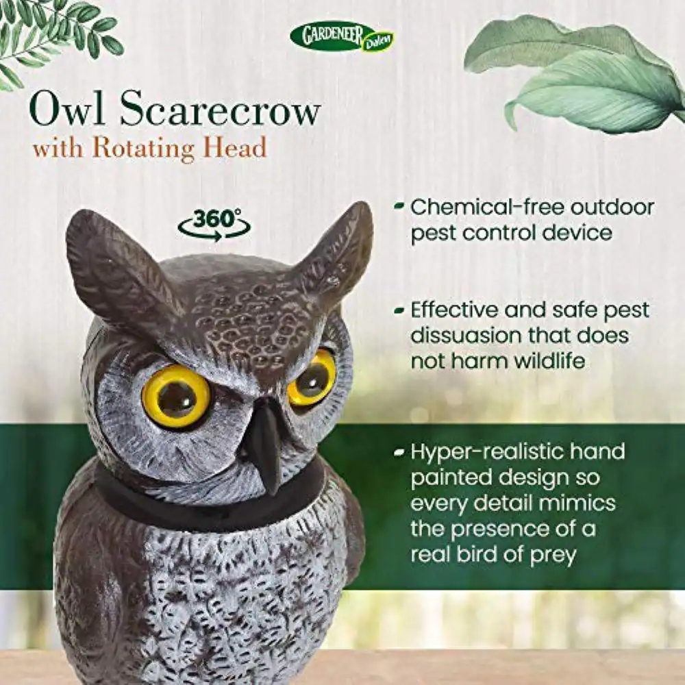 Dalen Natural Enemy Scarecrow Rotating-Head Owl