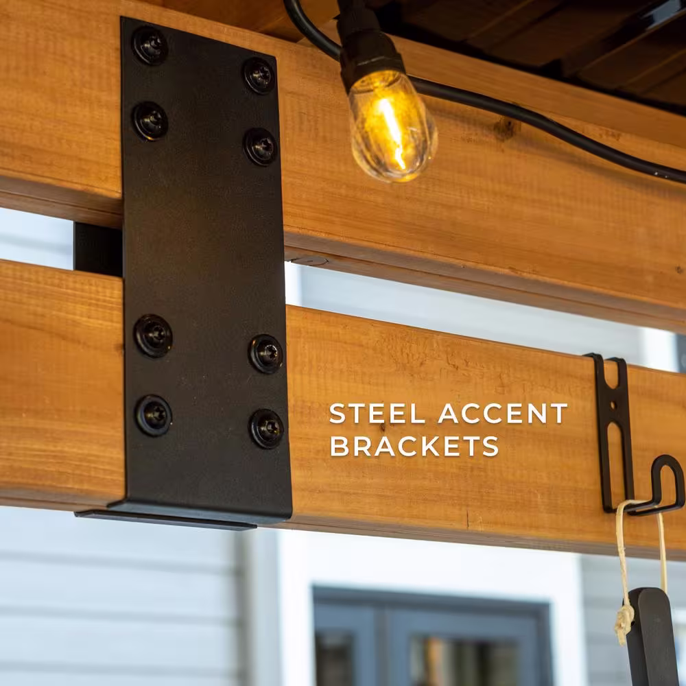 Backyard Discovery Saxony 12 ft. x 6 ft. XL Light Brown Wooden Grill Gazebo