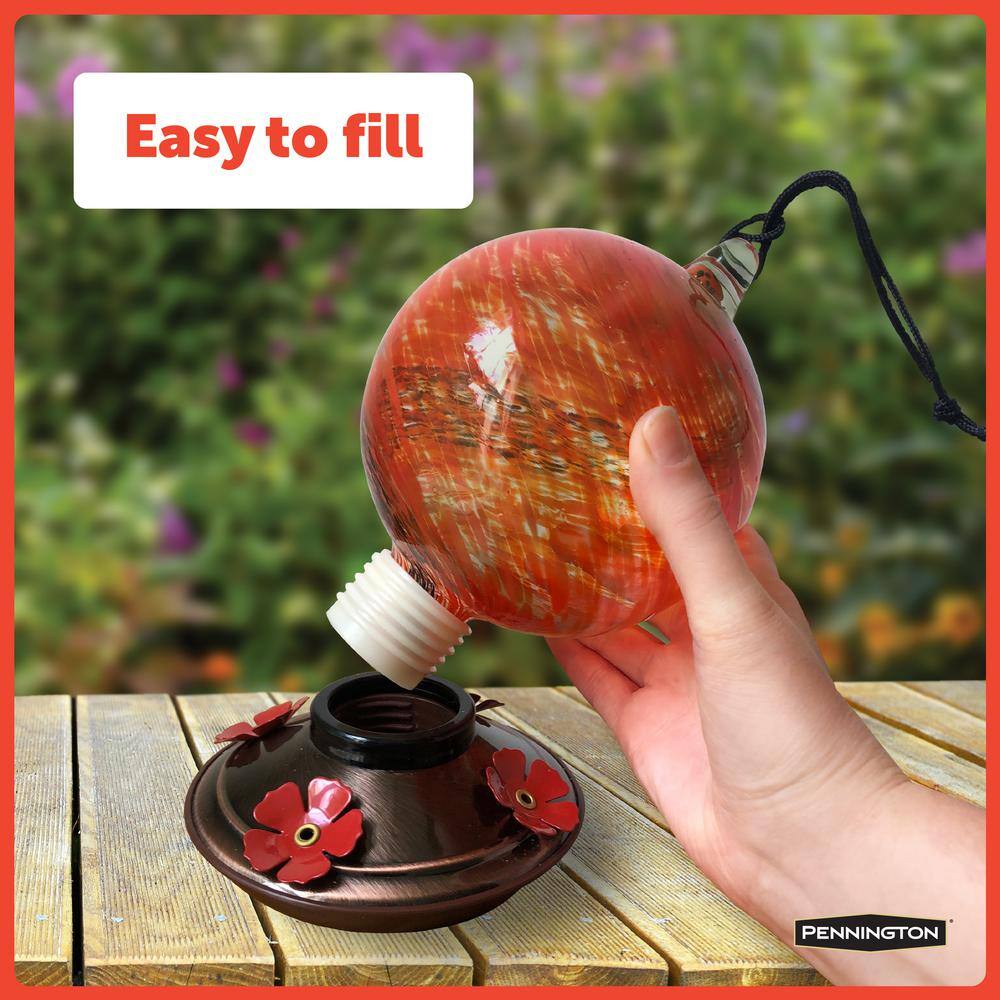 Pennington 27 oz. Glass Red Swirl Hummingbird Feeder