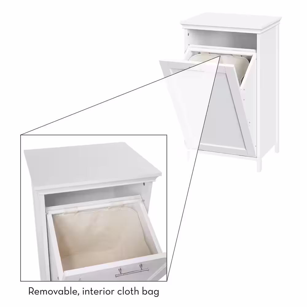 RiverRidge Home Somerset 18 in. W x 14 in. D x 30 in. H Tilt-Out Laundry Hamper in White