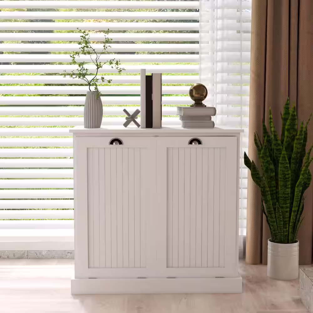 None 32.68 in. D x 14.57 in. W x 31.50 in. H Double Tilt-Out Laundry Hamper in White