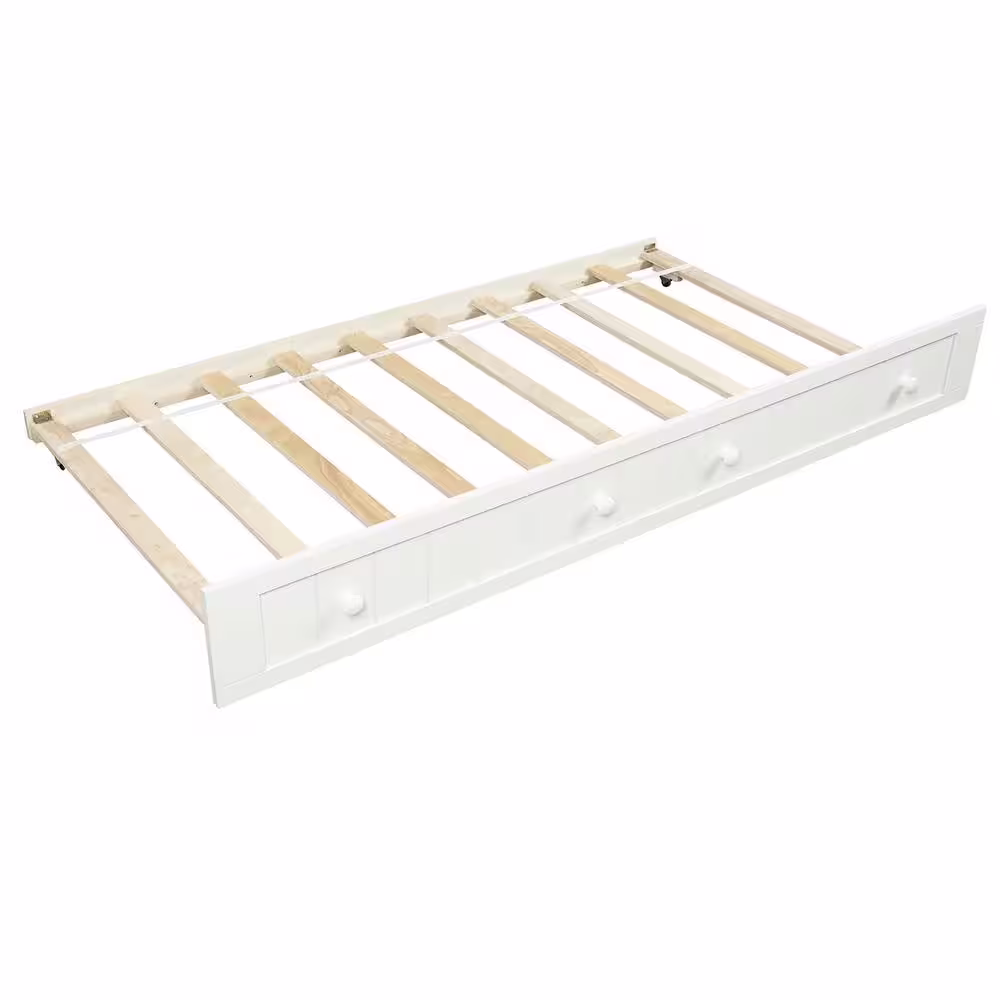 Harper & Bright Designs White Twin Wood Daybed with Trundle