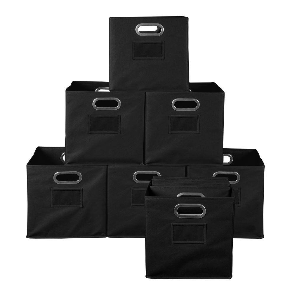 Regency 12 in. H x 12 in. W x 12 in. D Black Fabric Cube Storage Bin 12-Pack