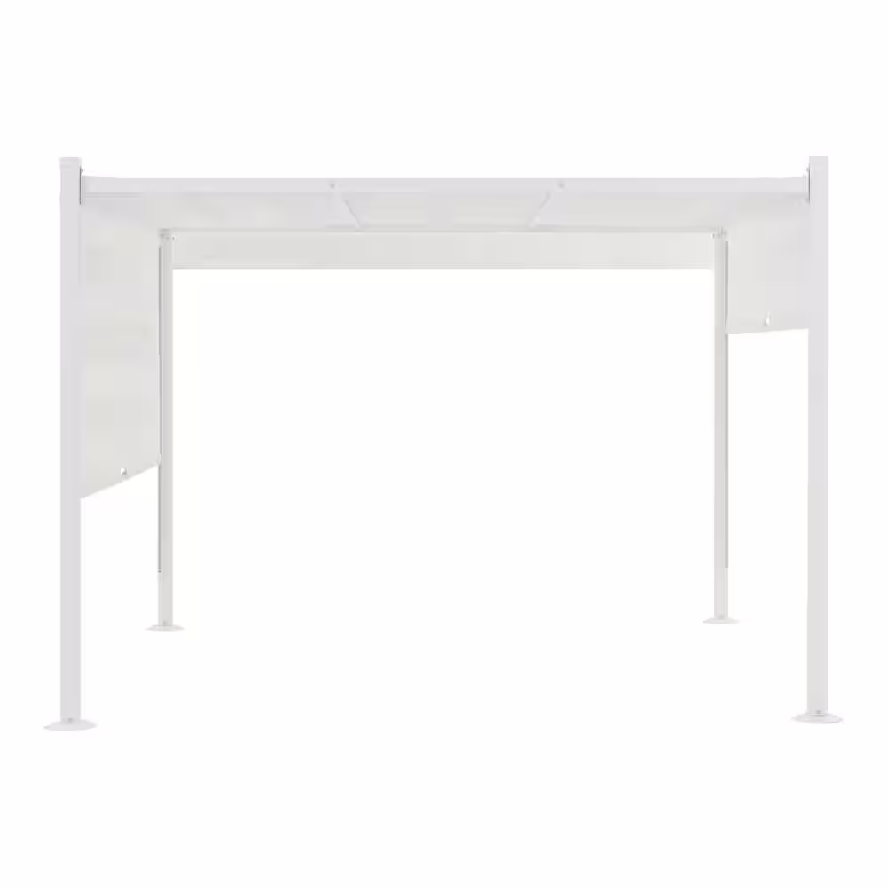 Hampton Bay Stillman 9.8 ft. x 9.8 ft. White Metal Pergola