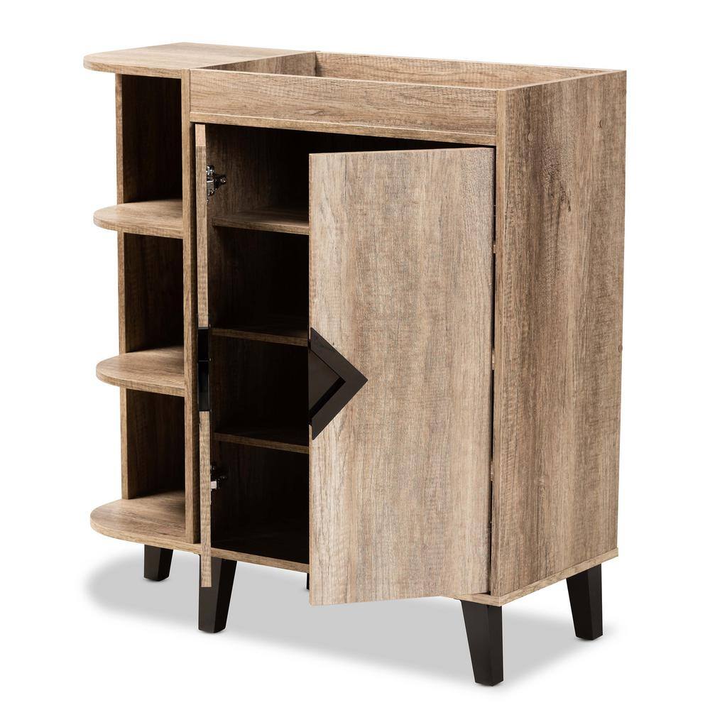 Baxton Studio 38.2 in. H x 35.6 in. W Brown Particle Board Shoe Storage Cabinet