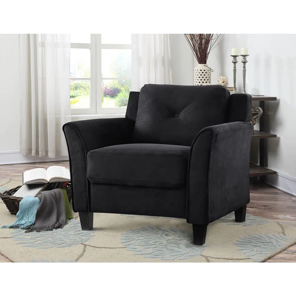 Lifestyle Solutions Harvard Black Microfiber with Curved Arm Chair