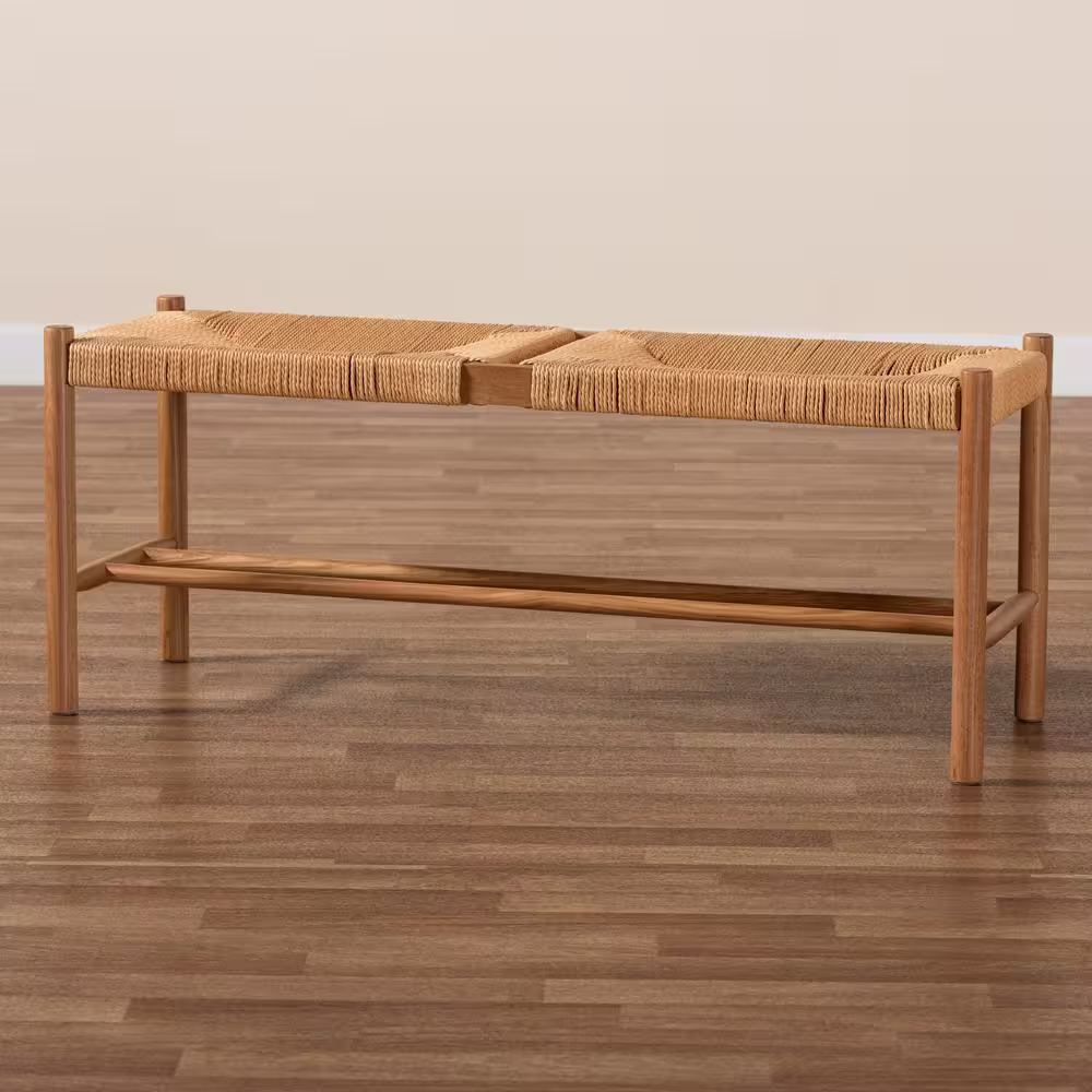 Baxton Studio Saura Brown Bench (17.7 in. H x 43.3 in. W x 13.8 in. D)