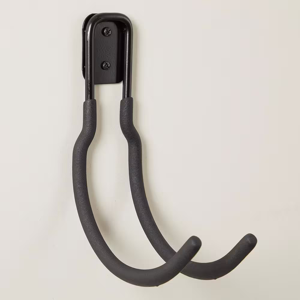 Husky 40 lbs. Heavy-Duty Wall-Mounted Black Vinyl-Coated Steel Utility Hook with Mounting Hardware