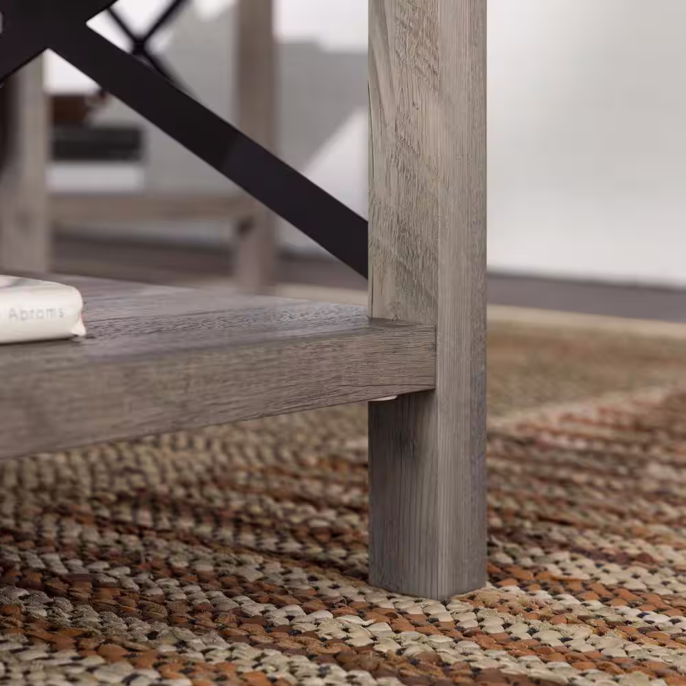 Walker Edison Furniture Company Urban Industrial 40 in. Grey Wash Medium Rectangle MDF Coffee Table with Shelf