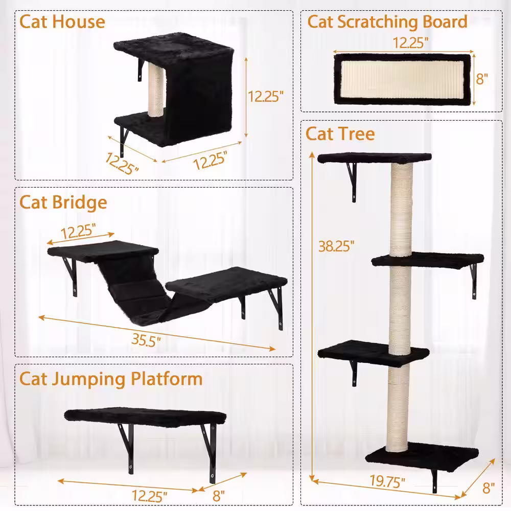 COZIWOW Wall-mounted Cat Tree Shelf, Scratcher