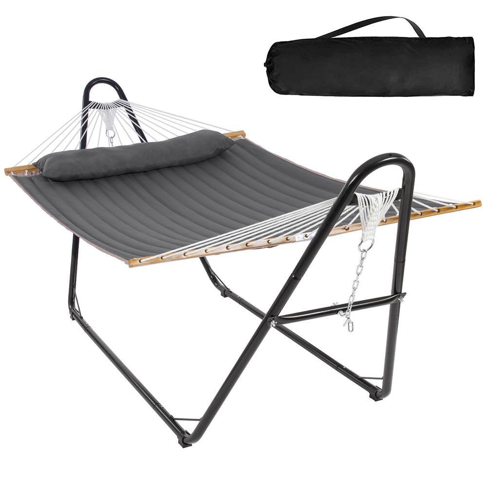 Atesun 10 ft. Portable Hammock with Stand & Strong Spreader Bar, 475 lbs. Capacity, Dark Gray