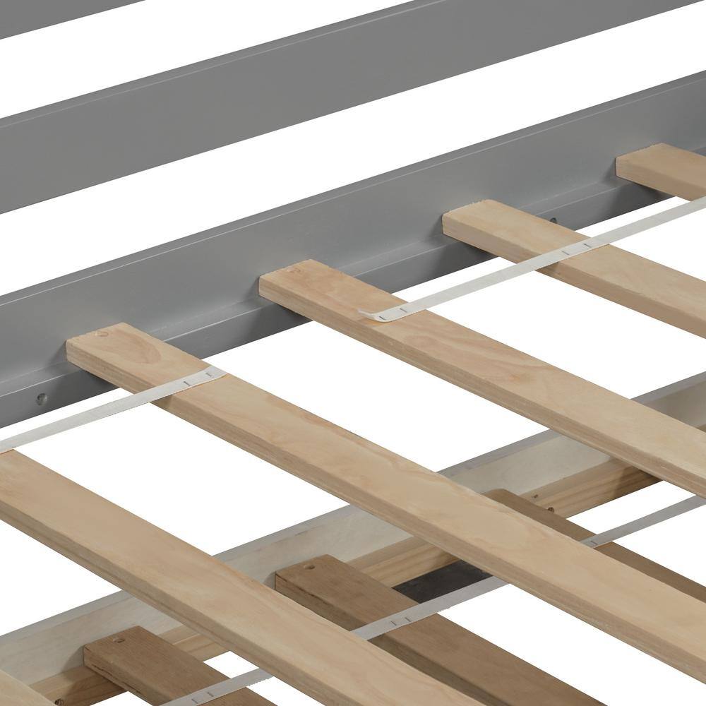 None Gray Twin Wooden Daybed with Trundle Bed (78.2 in. L x 42.3 in. W x 35.4 in. H)