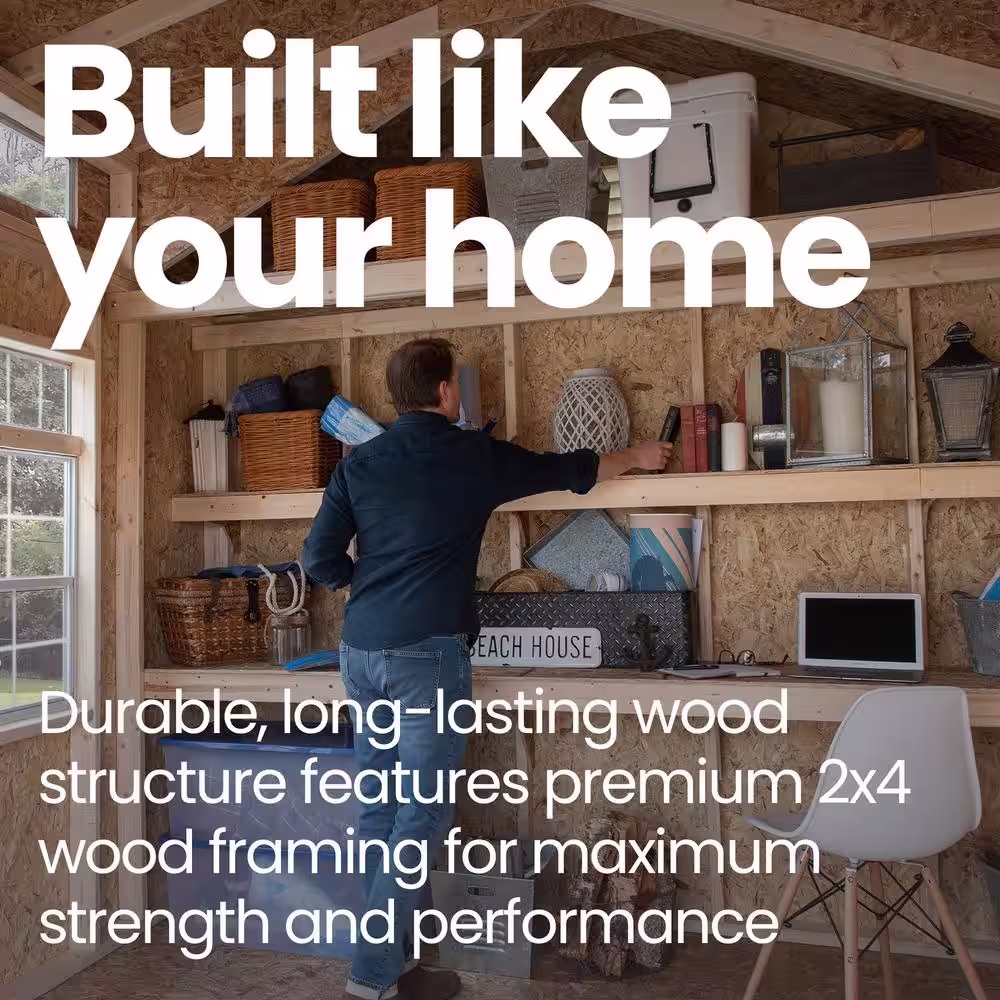 Handy Home Products Do-it Yourself Windemere 10 ft. x 12 ft. Deluxe Multi-purpose Wood Shed with Smartside and operable window (120 sq. ft.)