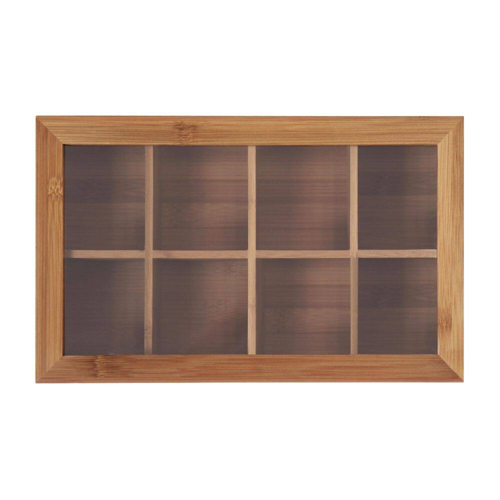 Oceanstar 8-Compartment Bamboo Tea Box with Hinged Lid