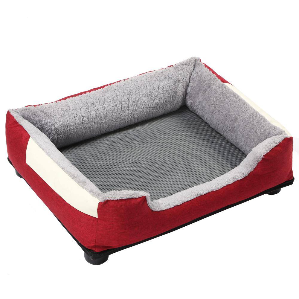 PET LIFE Large Red Dream Smart Electronic Heating and Cooling Smart Pet Bed