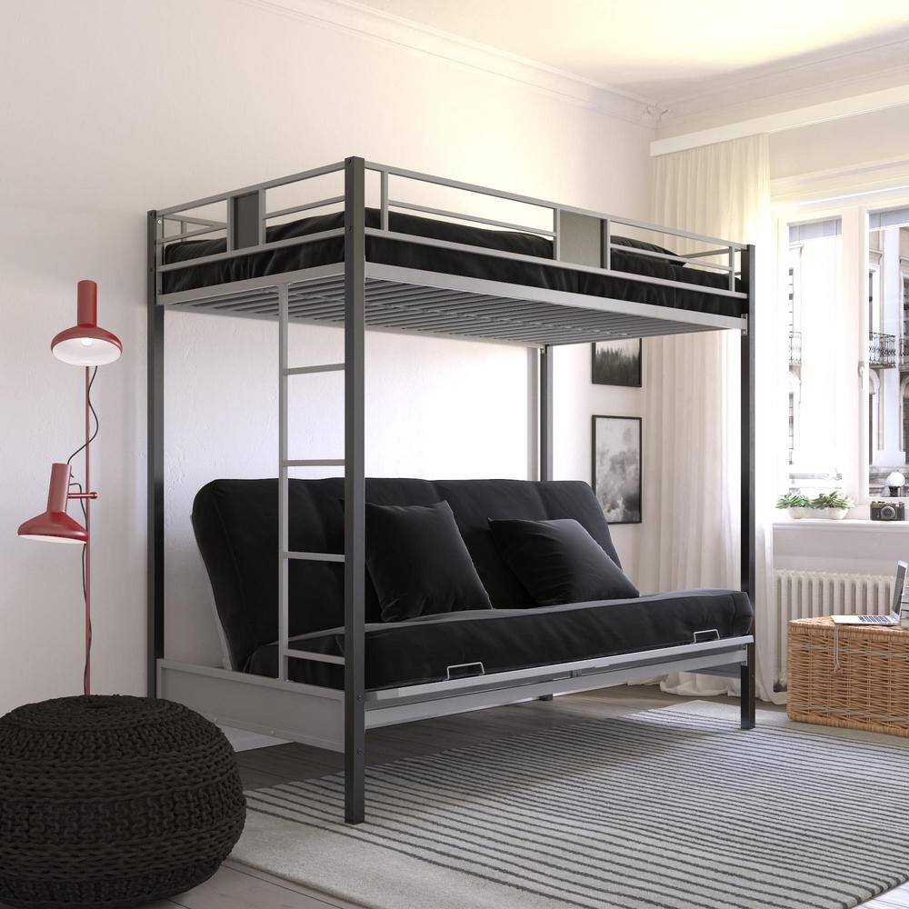 DHP Sunrise Silver Metal Twin Over Futon Bunk Bed
