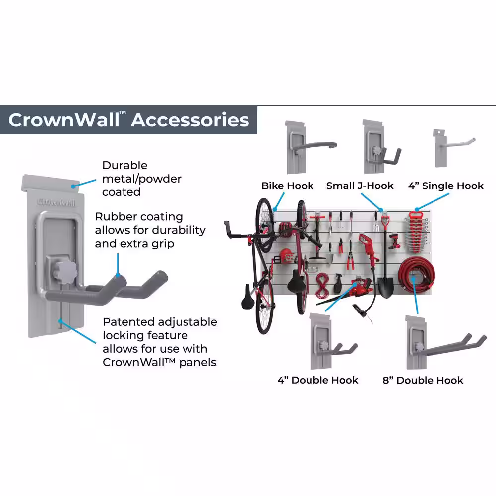 CROWNWALL 48 in. H x 96 in. W Basic Bundle Slatwall Panel Set with Locking Hook Kit in White (20-Piece)