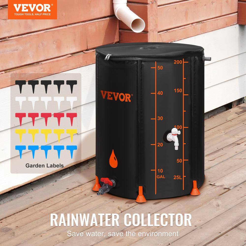 None 53 Gal. Portable Water Tank 1000D PVC Rain Barrel to Collect Rainwater from Gutter Water Storage Container for Garden