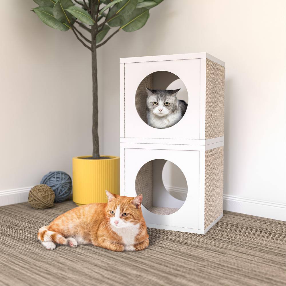 Way Basics Katsquare White Eco zBoard Paperboard Cat Cube Scratching Post