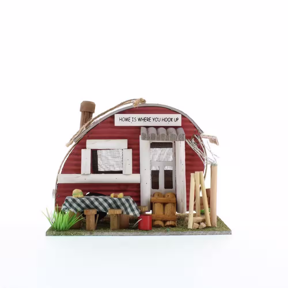 Zingz & Thingz 8.25 in. x 6.125 in. x 6.75 in. Red Trailer Birdhouse