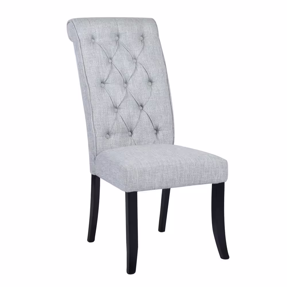 Homy Casa Wilona Light Grey Fabric Upholstered Solid Wood Parsons Dining Chair (Set of 2)