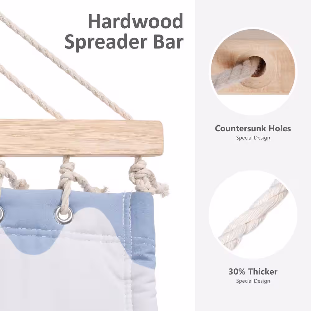 Atesun 12 ft. Free Standing, 475 lbs. Capacity, Heavy-Duty 2-Person Hammock with Stand and Detachable Pillow in Gray Waves