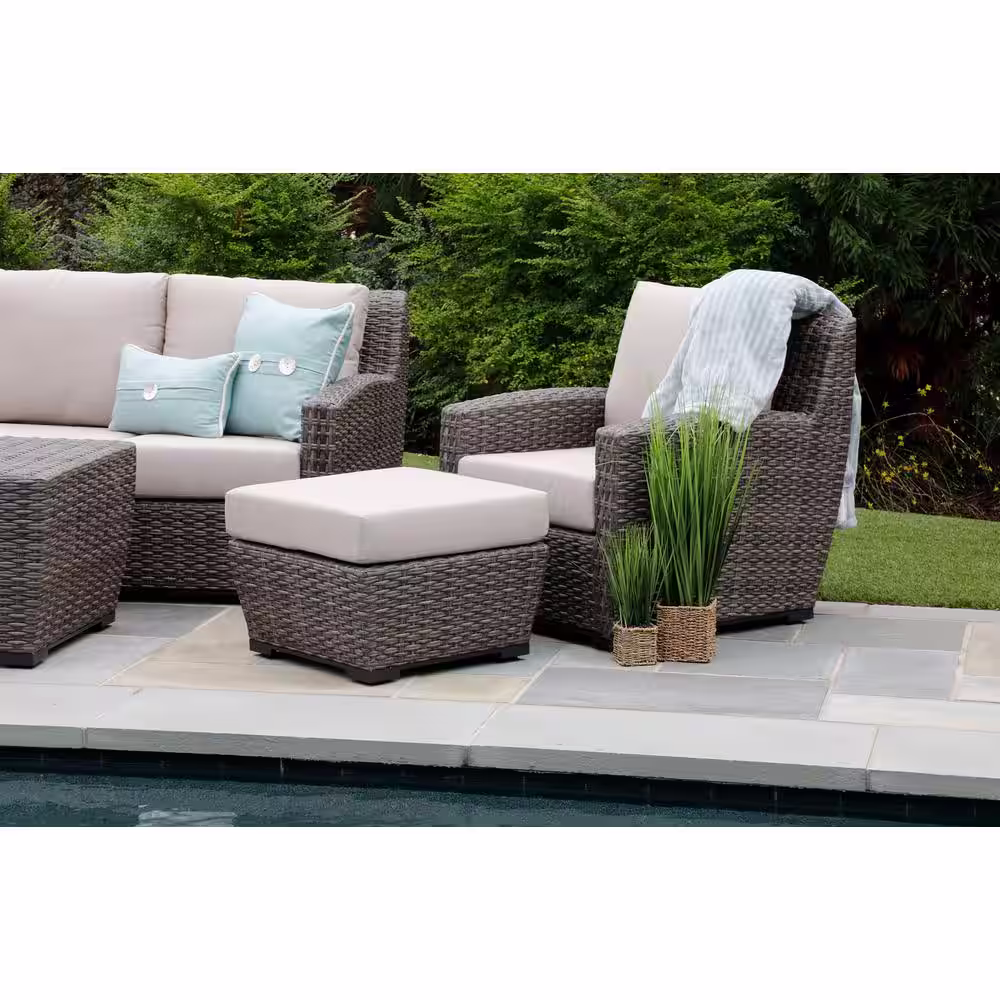 Canopy Linden 4-Piece Resin Wicker Patio Deep Seating Set with Sunbrella Cast Ash Cushions