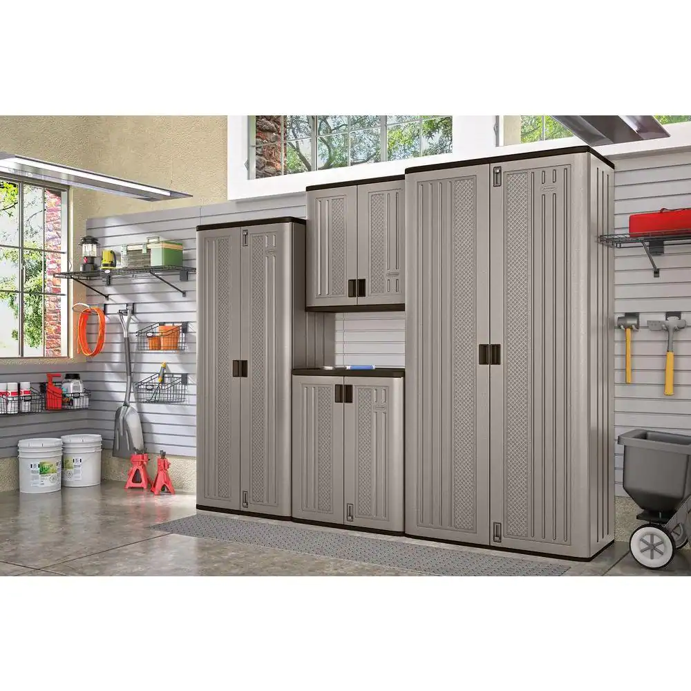 Suncast Resin 1-Shelf Wall Mounted Garage Cabinet in Platinum (30 in W x 30 in H x 12 in D)