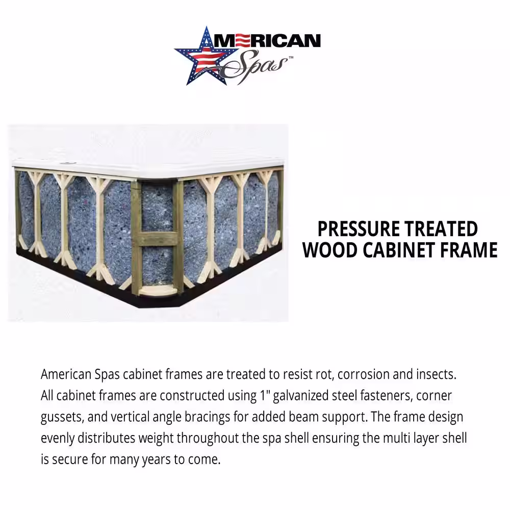 American Spas 6-Person 100-Jet Premium Acrylic Lounger Spa Standard Hot Tub with Bluetooth Sound System and LED Waterfall