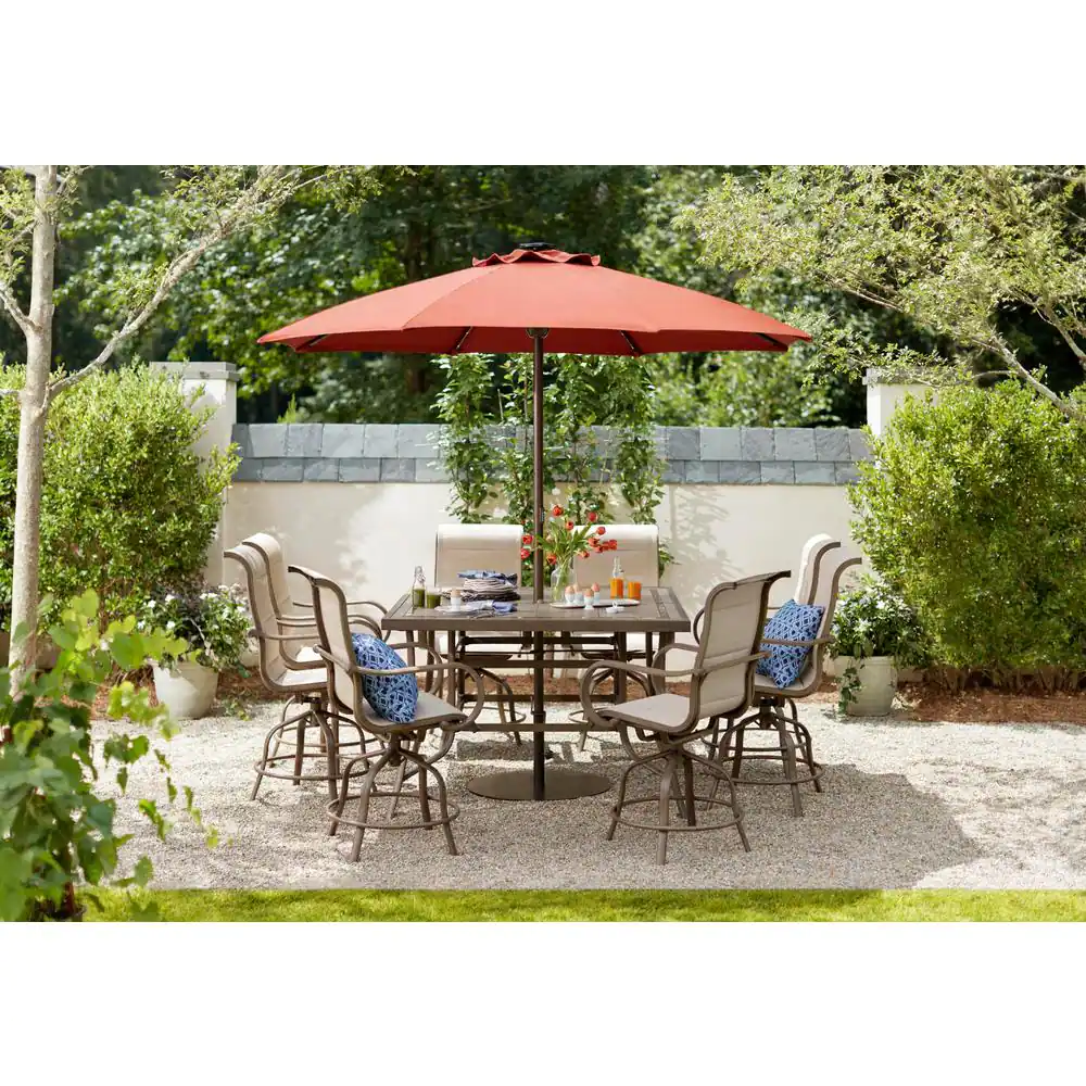 Home Decorators Collection Sun Valley 9-Piece Aluminum Outdoor Bar Height Dining Set with Sunbrella Sling