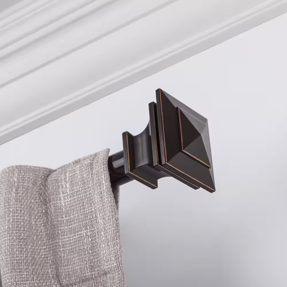 Snugset Andrew 72 in. x 144 in. Easy-Install Optional No Tools Adjustable 1 in. Single Rod Kit in Bronze with Square Finials