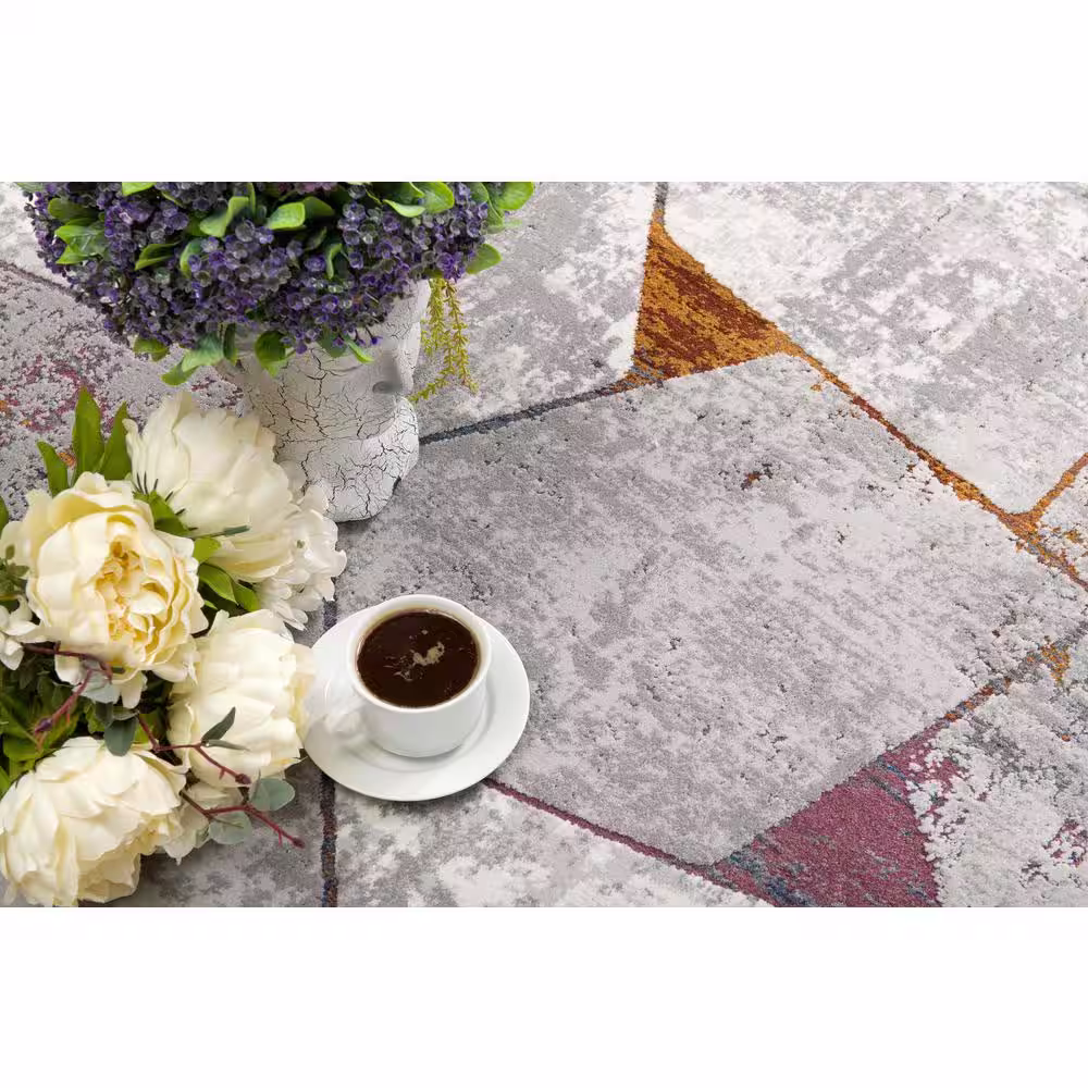 Rug Branch Sardini Grey 6 ft. 6 in. x 9 ft. 6 in. Modern Abstract Area Rug