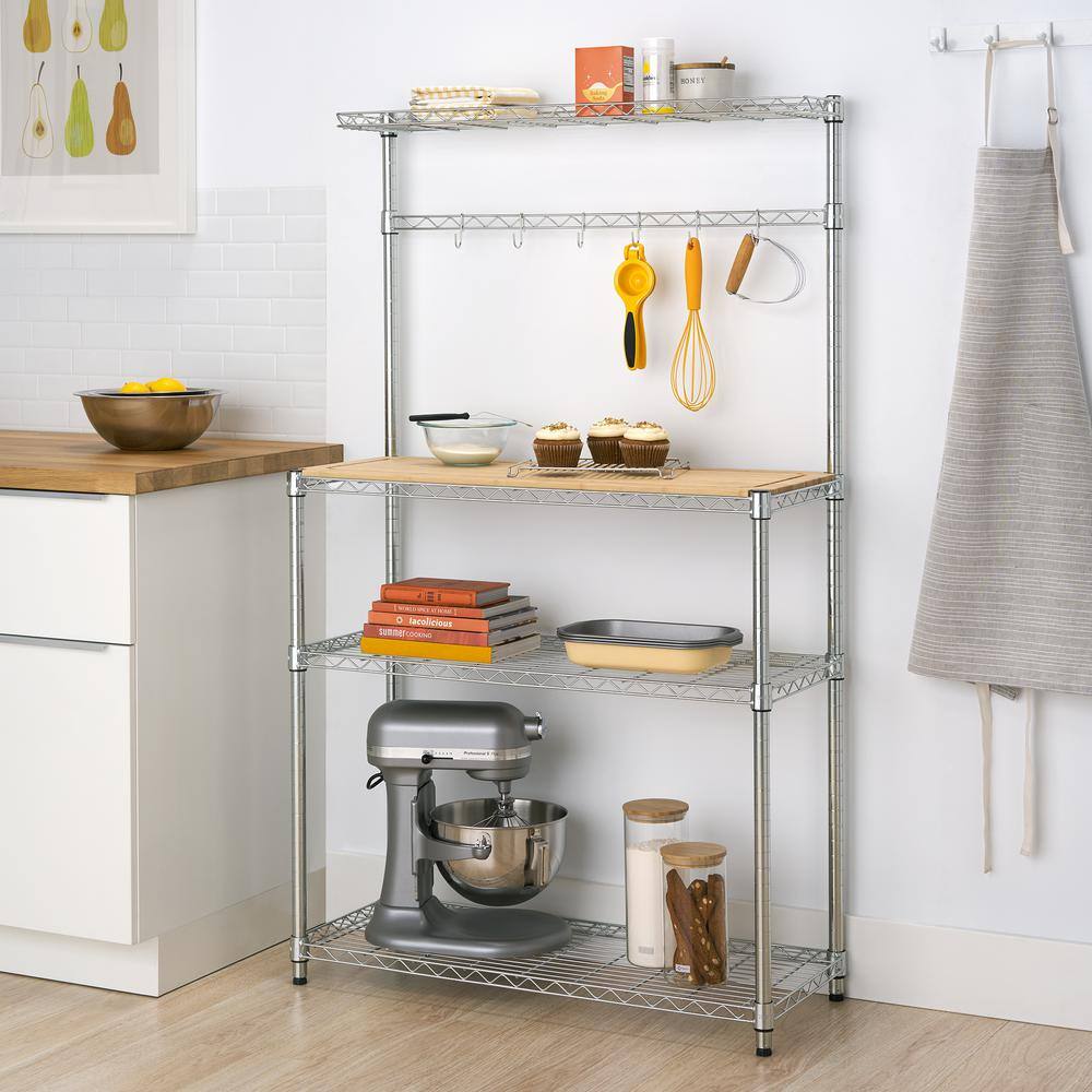TRINITY Chrome 4-Tier Steel Wire Shelving Unit (14 in. W x 61 in. H x 36 in. D)