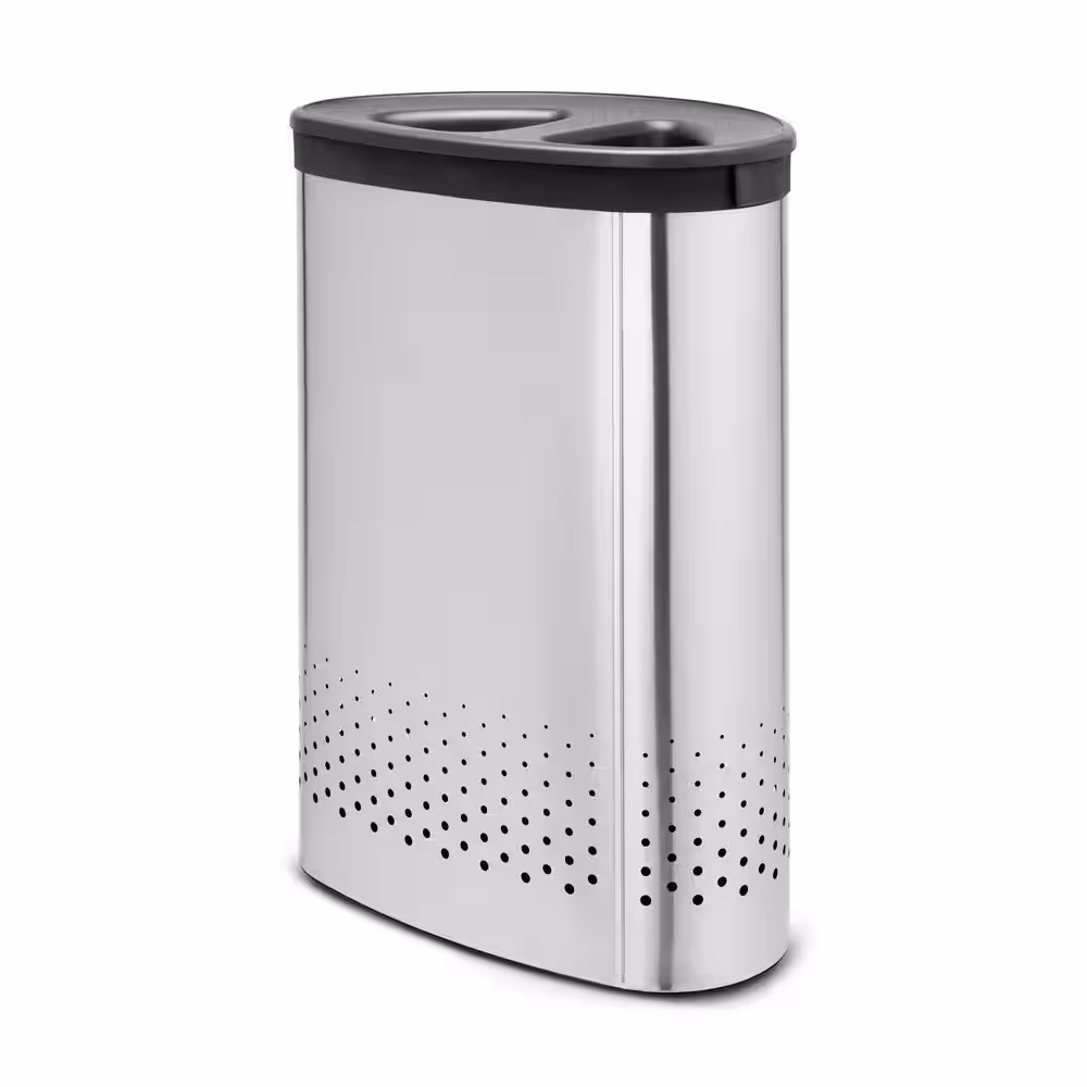 Brabantia Dual Compartment Laundry Hamper, 14.5 Gallon - Matte Steel