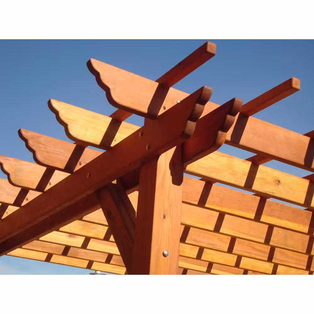 None 18 ft. x 18 ft. 1905 Super Deck Redwood Pergola