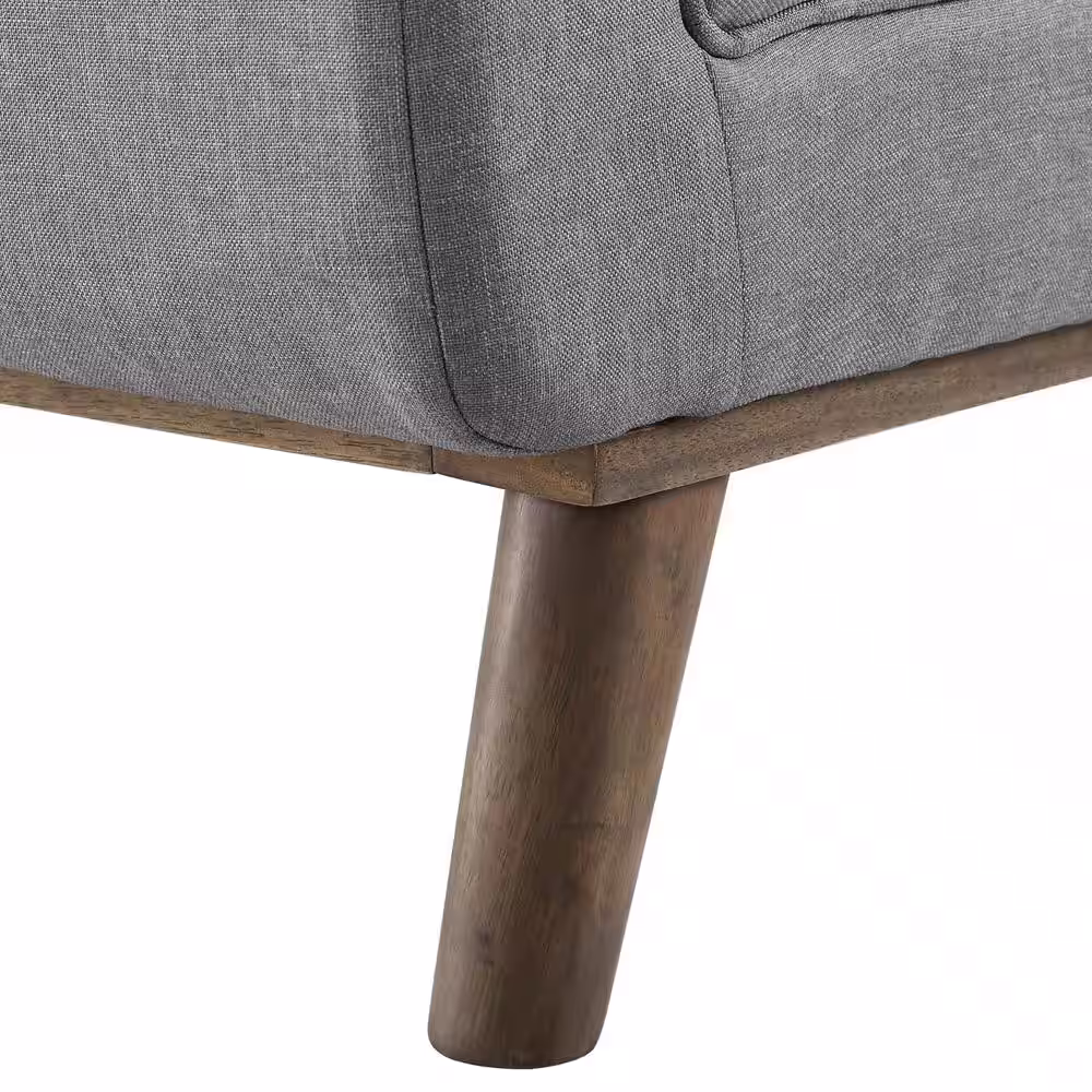 MODWAY Haven Light Gray Tufted Button Upholstered Fabric Accent Bench