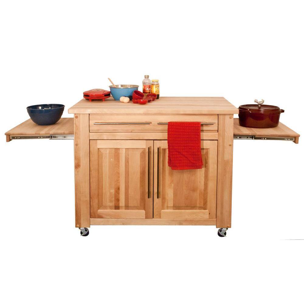 Catskill Craftsmen Catskill Natural Kitchen Island with Pull Out Leaves