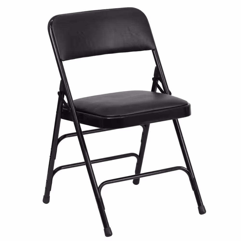 Flash Furniture Black Vinyl/Black Frame Metal Folding Chair (4-Pack)